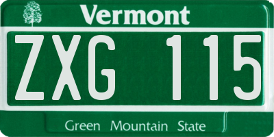 VT license plate ZXG115
