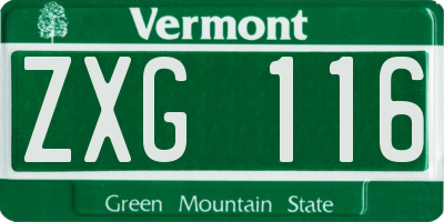VT license plate ZXG116