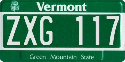 VT license plate ZXG117