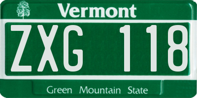 VT license plate ZXG118