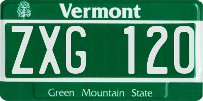 VT license plate ZXG120