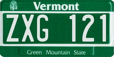 VT license plate ZXG121