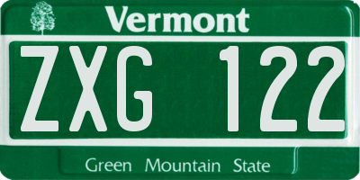 VT license plate ZXG122