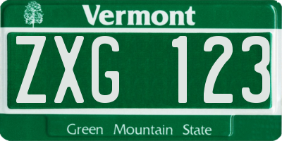 VT license plate ZXG123