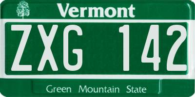 VT license plate ZXG142