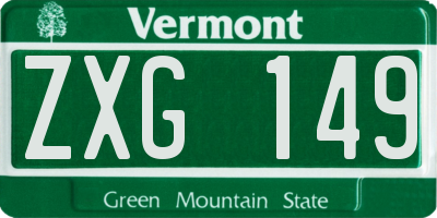 VT license plate ZXG149