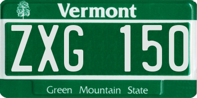 VT license plate ZXG150