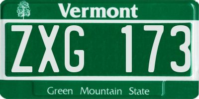 VT license plate ZXG173