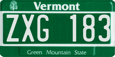 VT license plate ZXG183