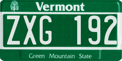 VT license plate ZXG192