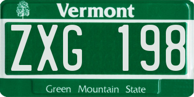 VT license plate ZXG198