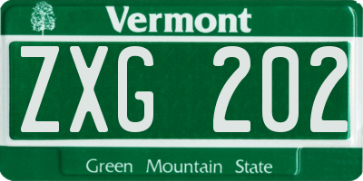 VT license plate ZXG202