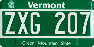 VT license plate ZXG207