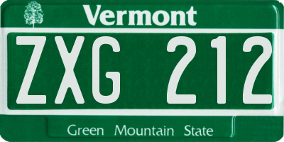 VT license plate ZXG212