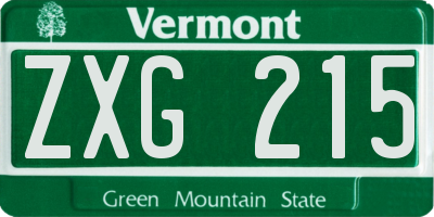 VT license plate ZXG215