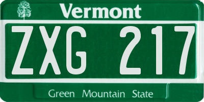VT license plate ZXG217