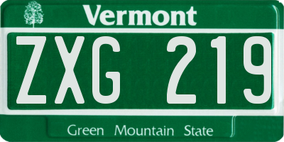 VT license plate ZXG219