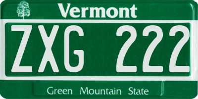 VT license plate ZXG222