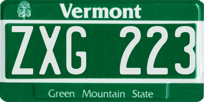 VT license plate ZXG223