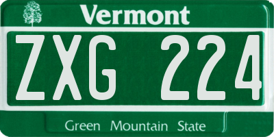 VT license plate ZXG224