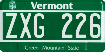 VT license plate ZXG226
