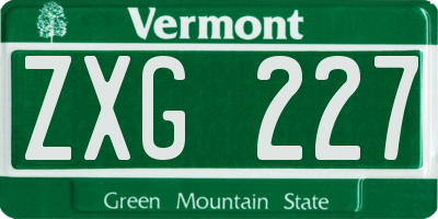VT license plate ZXG227