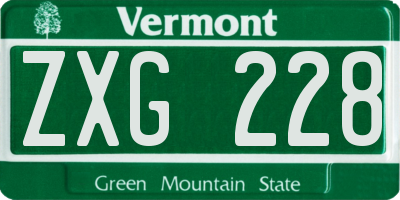 VT license plate ZXG228