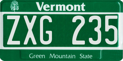 VT license plate ZXG235