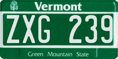 VT license plate ZXG239