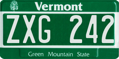 VT license plate ZXG242