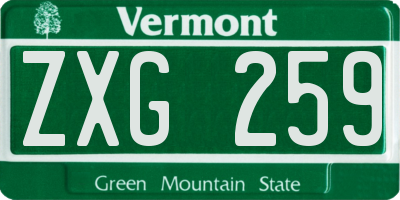 VT license plate ZXG259