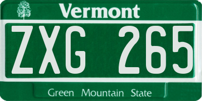 VT license plate ZXG265