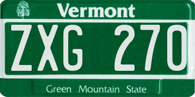 VT license plate ZXG270