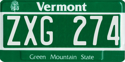 VT license plate ZXG274
