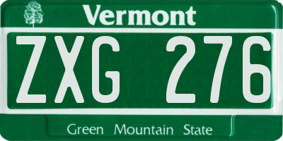 VT license plate ZXG276