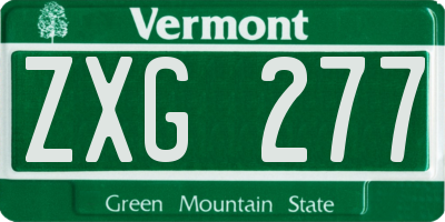 VT license plate ZXG277