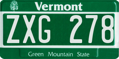 VT license plate ZXG278