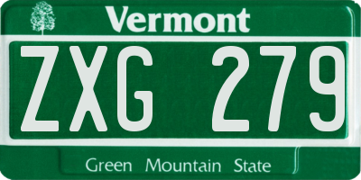 VT license plate ZXG279
