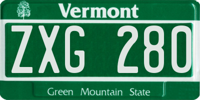 VT license plate ZXG280