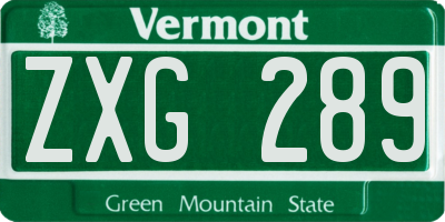 VT license plate ZXG289