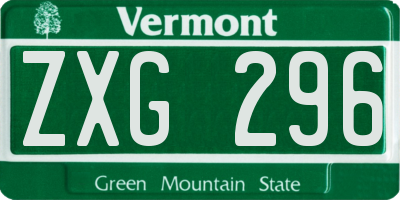 VT license plate ZXG296