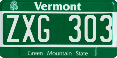 VT license plate ZXG303