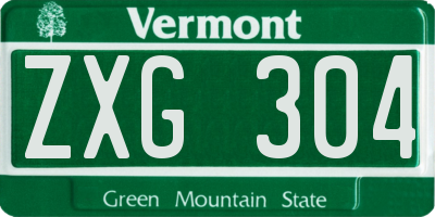 VT license plate ZXG304