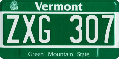 VT license plate ZXG307