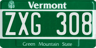 VT license plate ZXG308