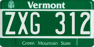 VT license plate ZXG312
