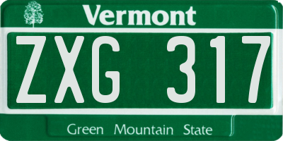 VT license plate ZXG317
