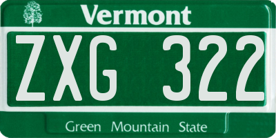 VT license plate ZXG322