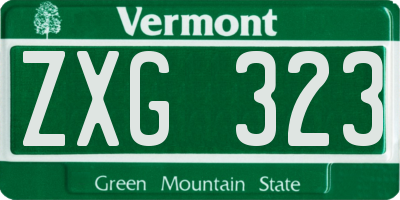 VT license plate ZXG323