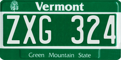 VT license plate ZXG324